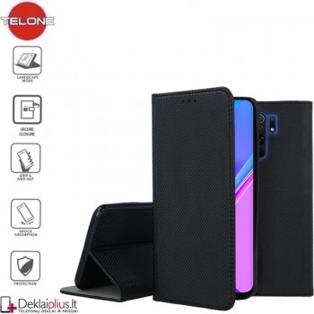 Telone smart magnet serijos atverčiamas dėklas - juodas (Xiaomi Redmi 9)